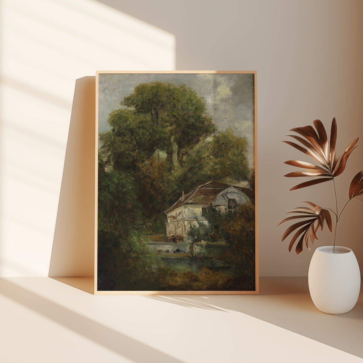 Rustic Landscape , Gustave Courbet - Farmhouse , Original antique painting , vintage Printable art instant download , SKU 361GC