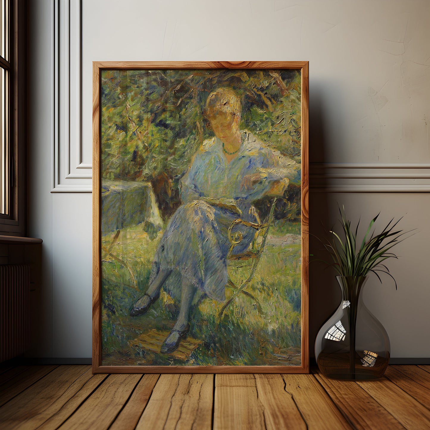 Woman In Garden - Otto Eduard Pippel , Original antique figure painting , vintage Printable art instant download , SKU 365OEP