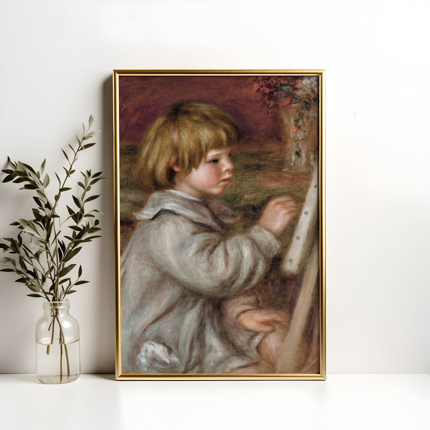 Renoir - Little Painter , French Impressionism Original antique figure painting , vintage Printable art instant download , SKU  367PAR