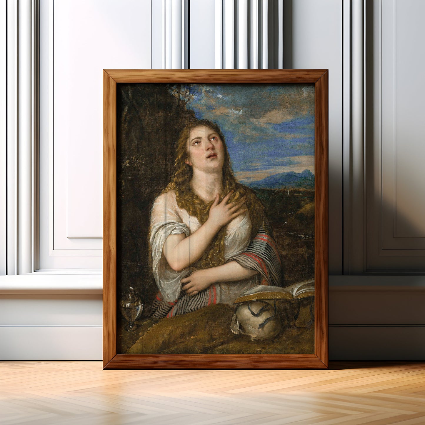 Titian - Penitent Magdalene, original antique oil painting  vintage, Printable art  instant download, SKU  368T