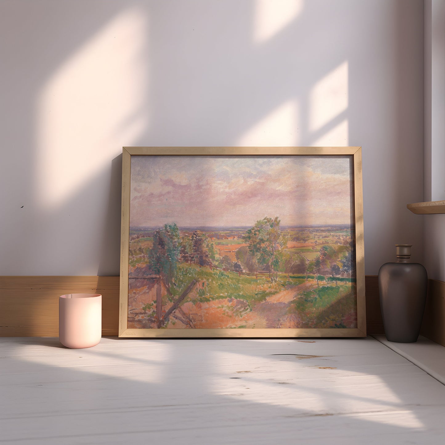 Spencer Gore - Extensive Landscape, Soft Tone, Original antique painting, vintage Printable art  instant download, SKU  374SFG