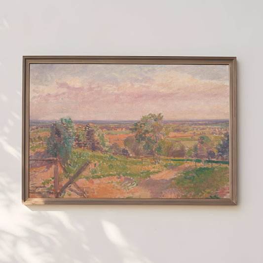 Spencer Gore - Extensive Landscape, Soft Tone, Original antique painting, vintage Printable art  instant download, SKU  374SFG