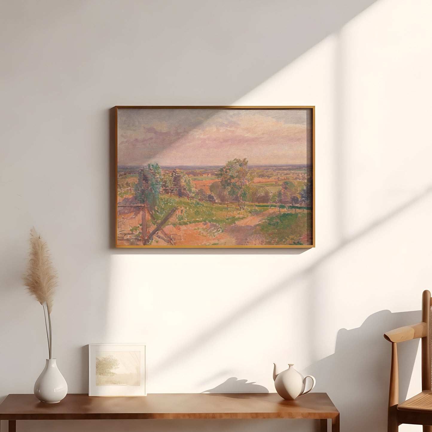 Spencer Gore - Extensive Landscape, Soft Tone, Original antique painting, vintage Printable art  instant download, SKU  374SFG