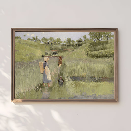 Rustic Landscape Soft Tone - Theodor Hormann , Original antique painting , vintage Printable art instant download , SKU 377TH
