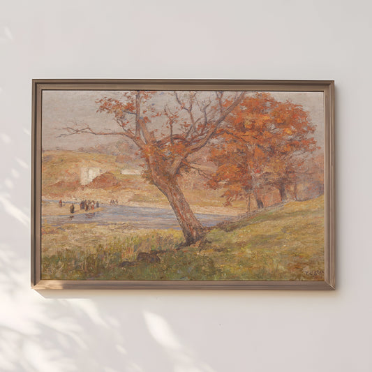 Original vintage painting, Rustic Landscape - Theodore Clement Steele, 19th century, antique Printable art  instant download, SKU  380TCS