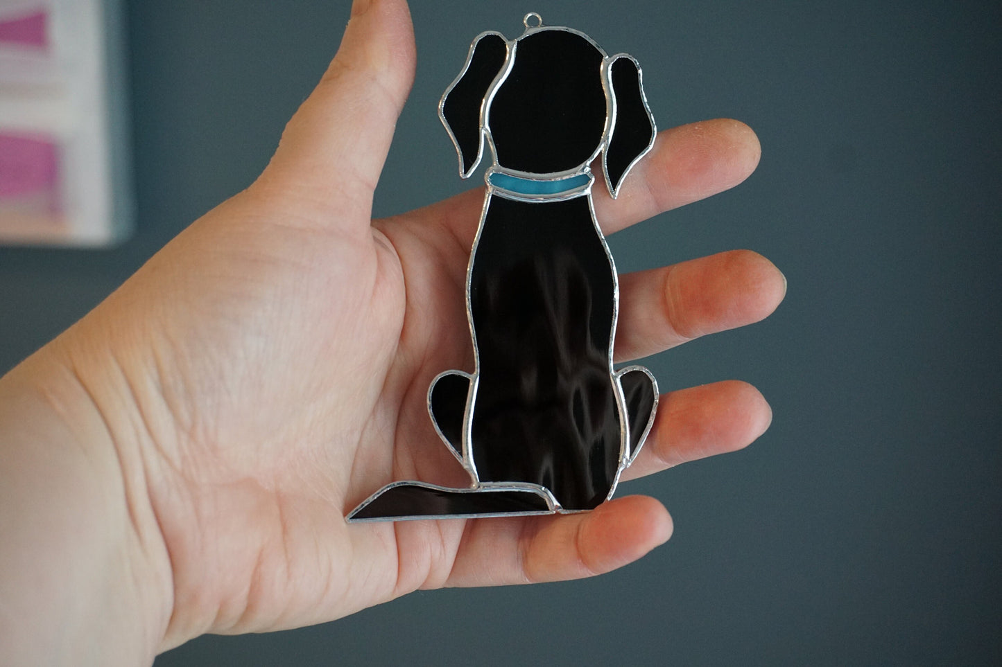 Dog Retriever Labrador , Black or Golden , Art stained glass window hanging Suncatcher . Gift for animal lover , pet loss memorial