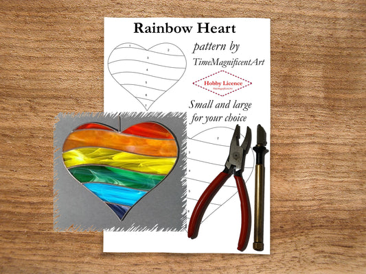 Stained Glass Pattern - Rainbow Heart , LGBTQ pride flag , Digital PDF file download , Hobby license