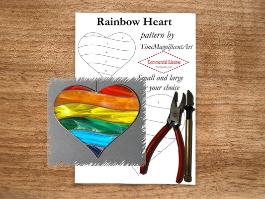 Stained Glass Pattern - Rainbow Heart , LGBTQ pride flag , Digital PDF file download , Commercial license