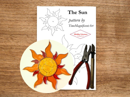 Stained Glass Pattern - Sun , Digital PDF file download , Hobby license