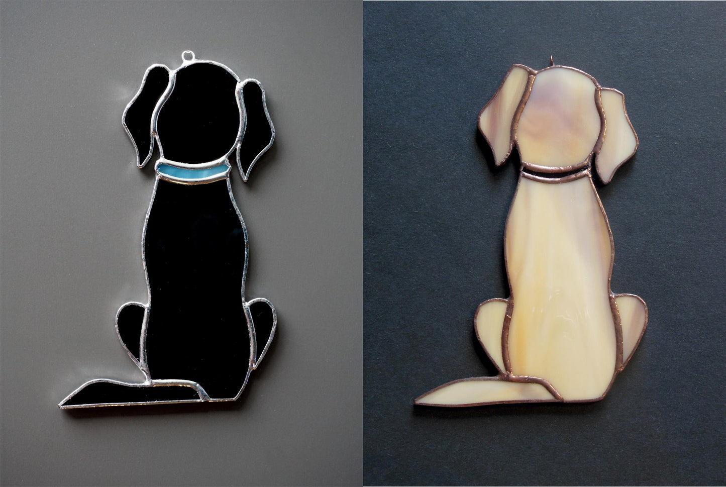 Dog Retriever Labrador , Black or Golden , Art stained glass window hanging Suncatcher . Gift for animal lover , pet loss memorial