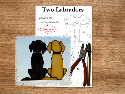 Stained Glass Pattern - Two Labradors , Digital PDF file download , Hobby license